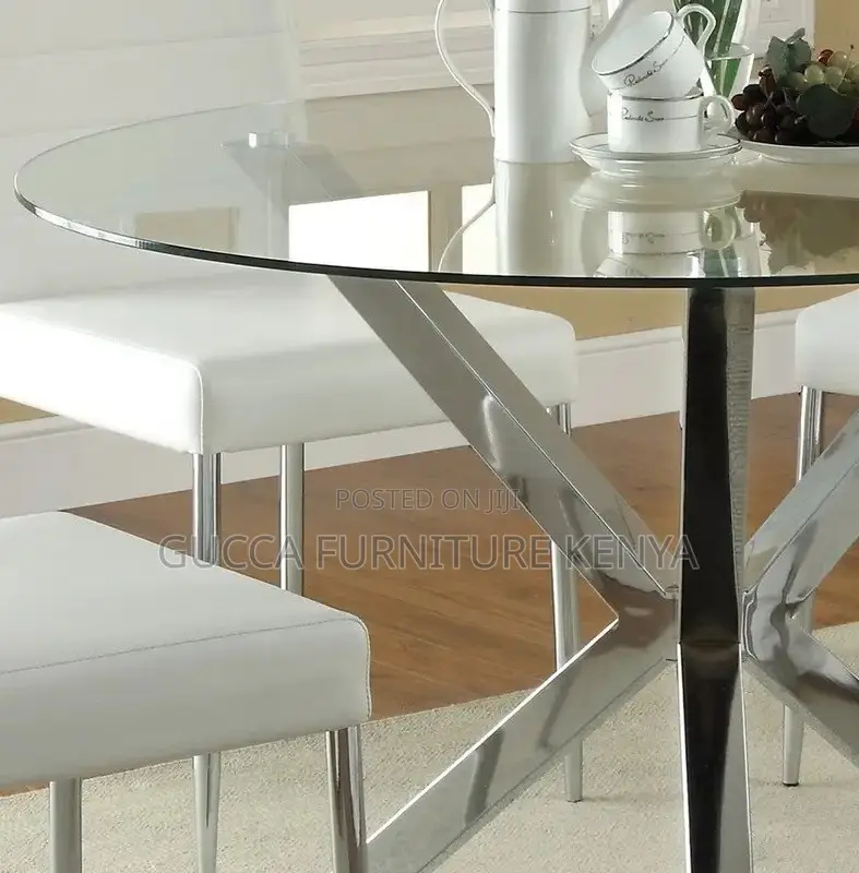 Dining Tables: Elegant Round Tempered Glass Dining Table