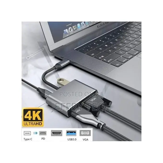 4 in 1 Type C Adapter With HDMI USB 3.0 VGA TYPE C PORT