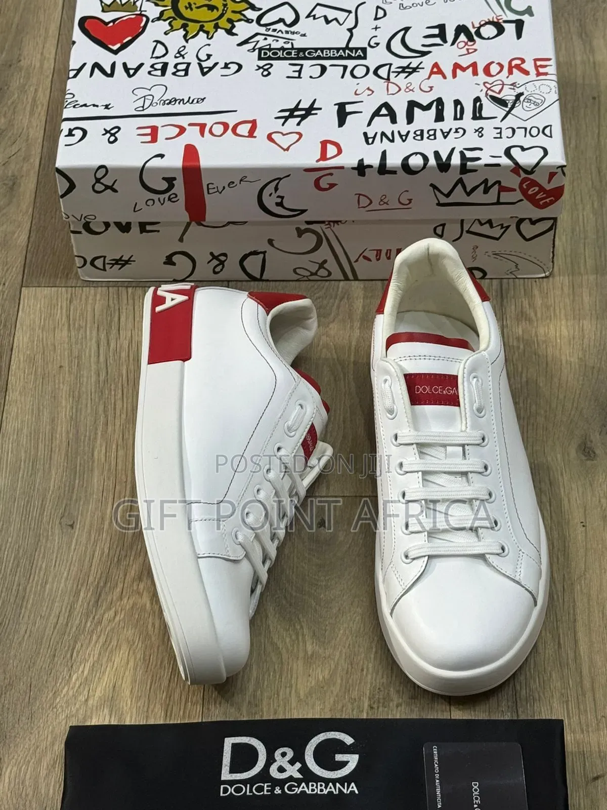 D G PORTOFINO Leather Low Cut Sneakers for Men