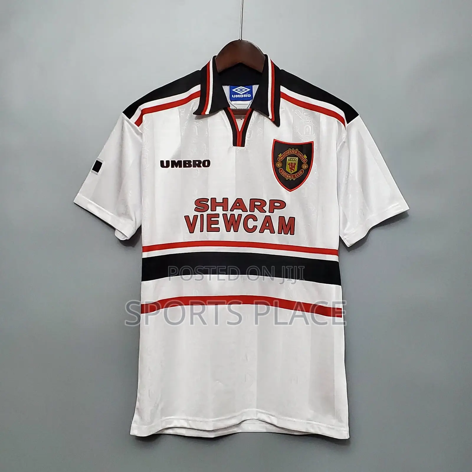 Manchester United Sharp White 1997/98 Retro Jersey