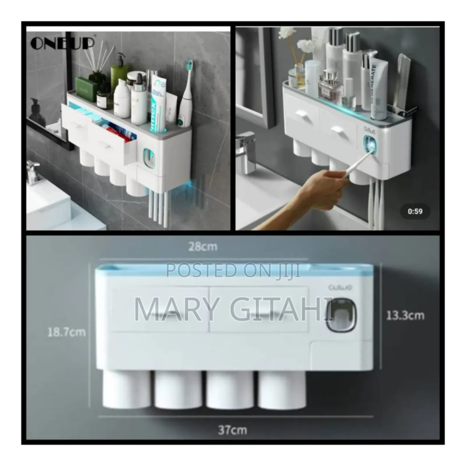 4 Cups Luxury Toothbrush Holder With 2 Separate Drawers