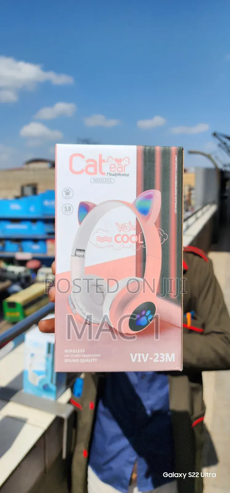 Pink Kids Cat Ear Headphones / Noise Cancelation Headphones