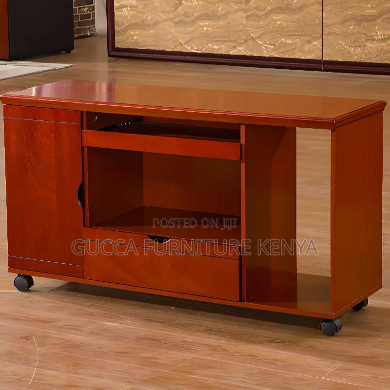 Office Tables:1.6 Meters Executive Mahogany CPU Stand Desk