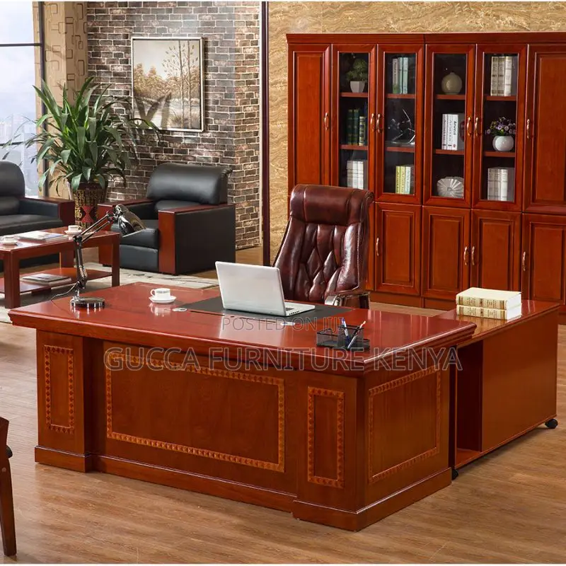Office Tables:1.6 Meters Executive Mahogany CPU Stand Desk