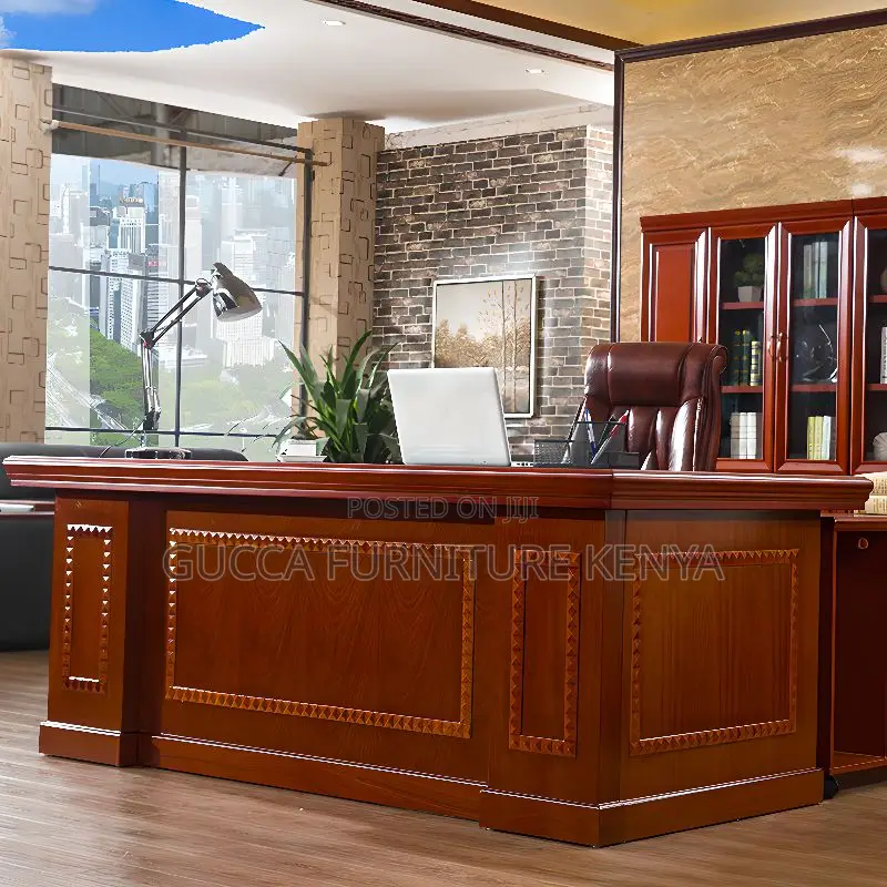 Office Tables:1.6 Meters Executive Mahogany CPU Stand Desk