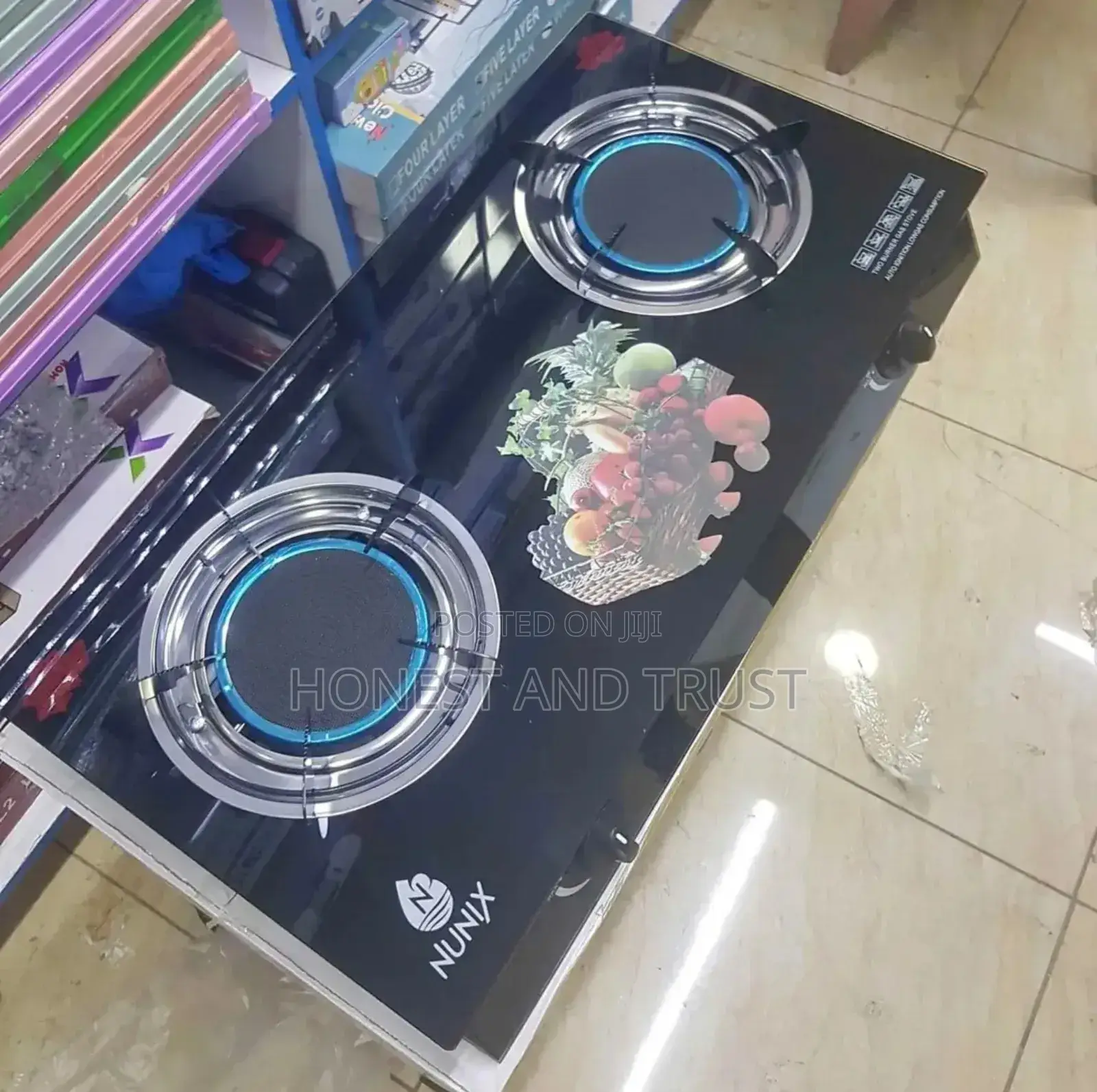 Nunix Glass Table Top 2 Burner Gas Stove
