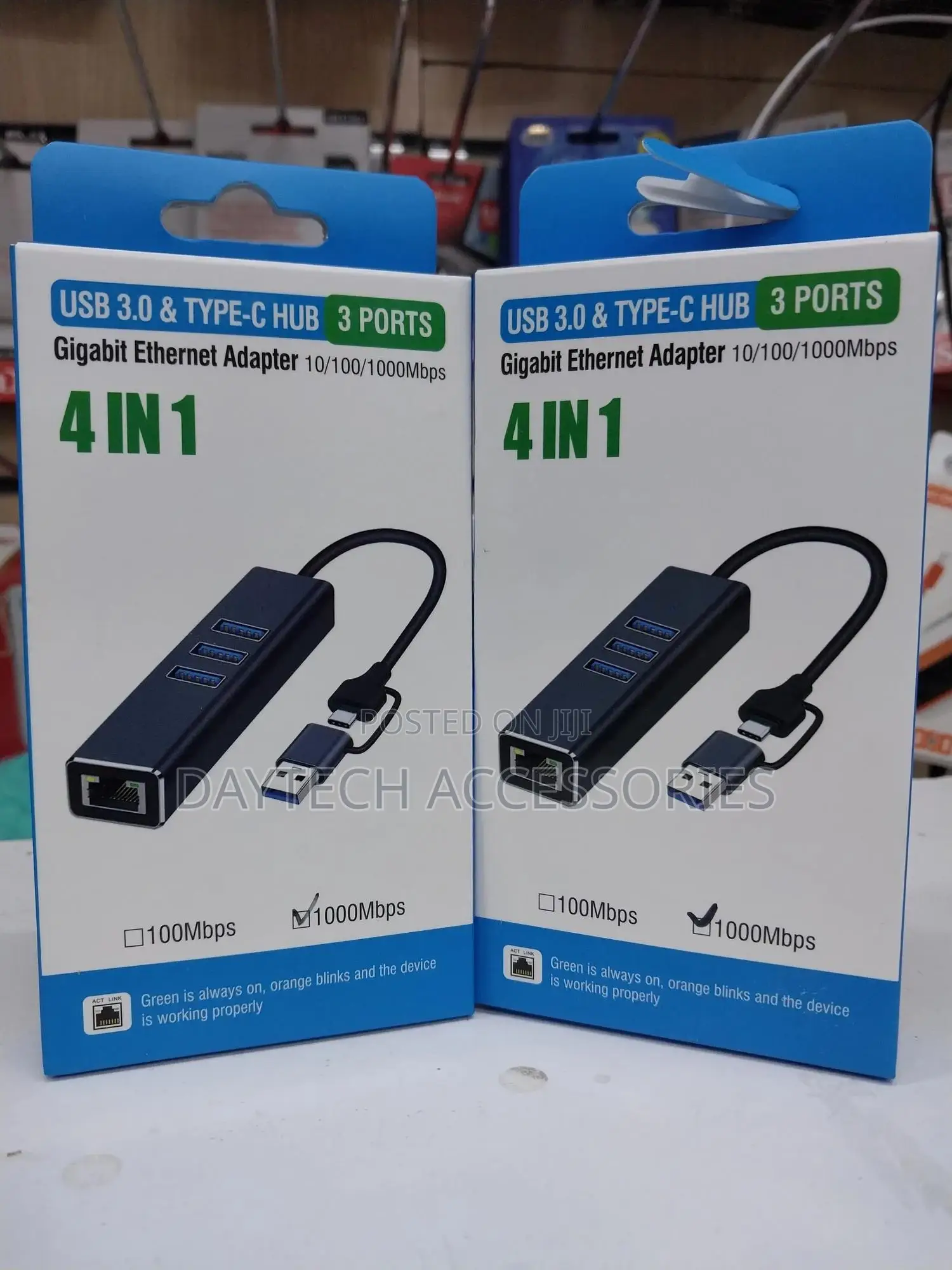 Usb C Hub 4 in 1 With Adapter With 100mbps Rj45 Lan Port