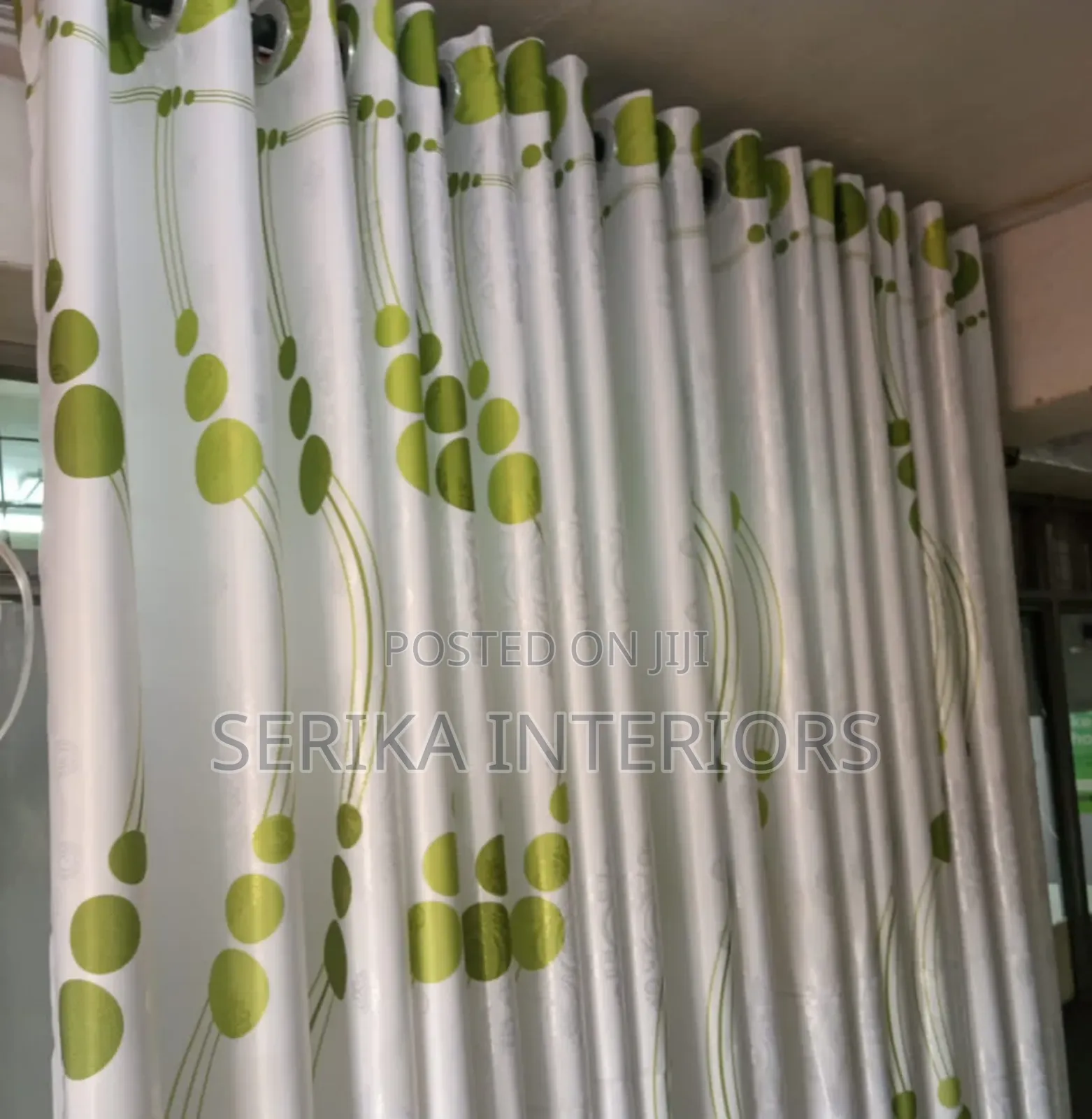 Green White Curtains Curtains