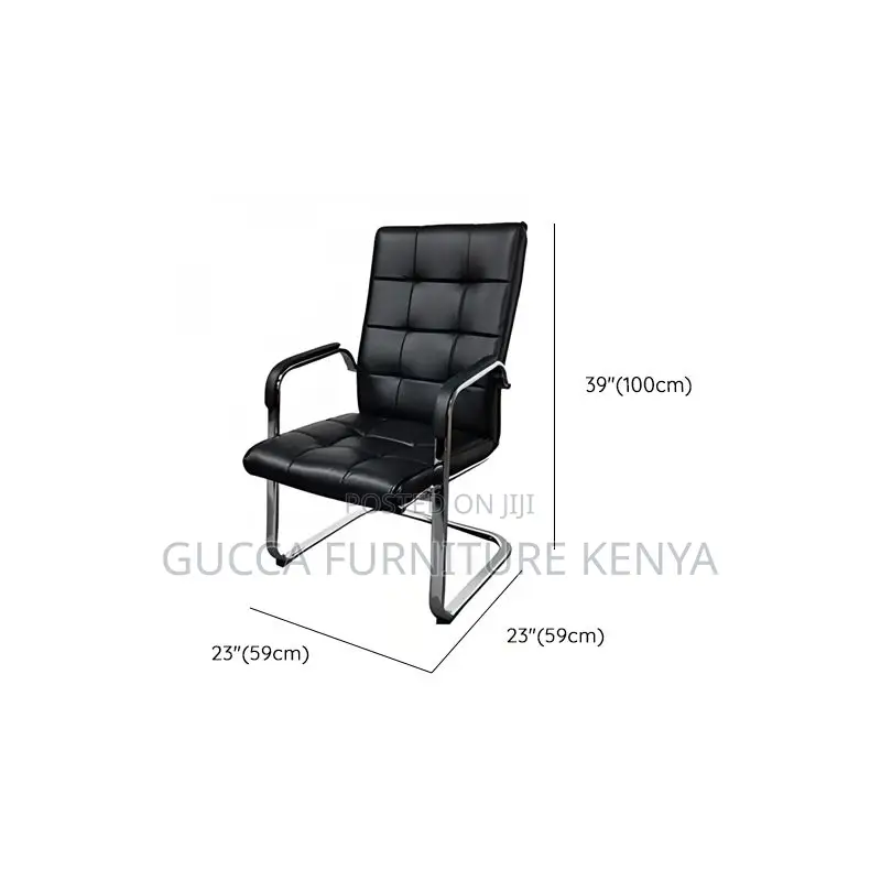 Office Chairs:Black High Back Leather Executive Waiting Seat