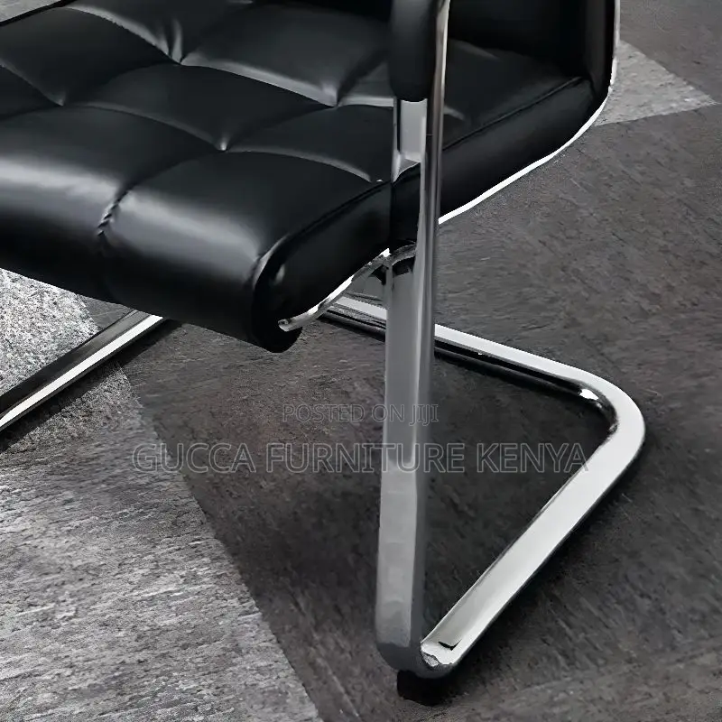 Office Chairs:Black High Back Leather Executive Waiting Seat