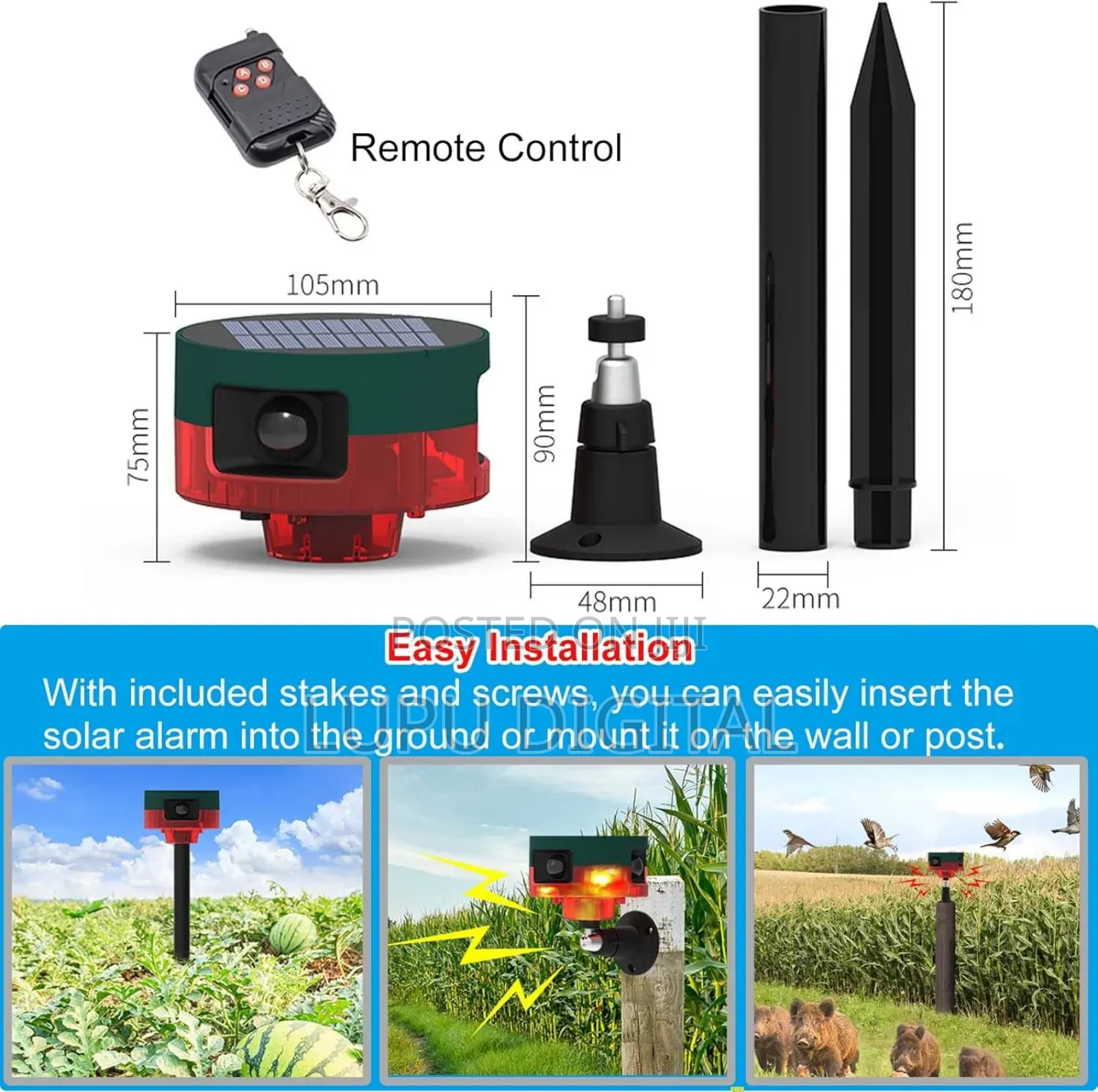 Solar Motion Sensor 129db Siren Sound Strobe Light Alarm