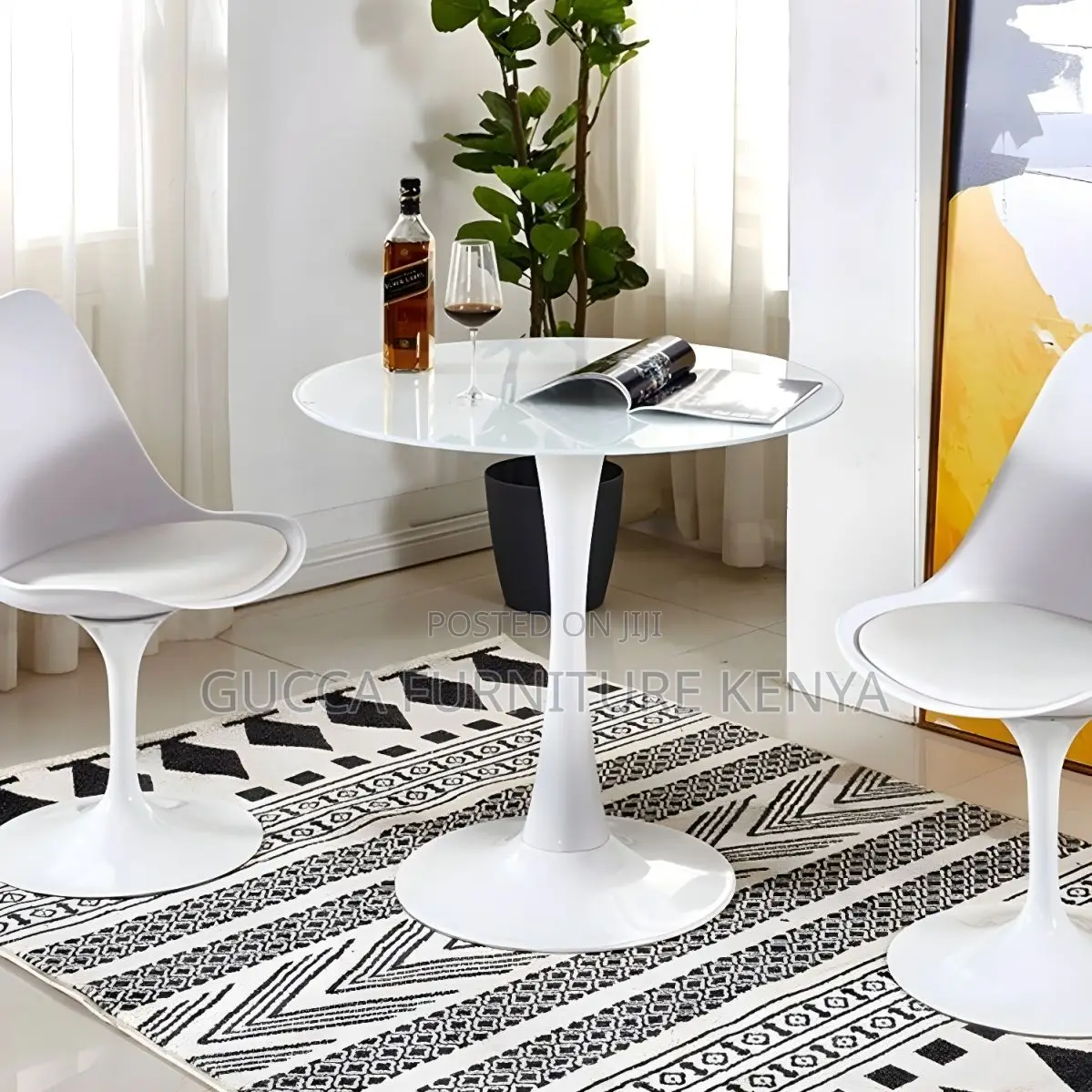 Dining Tables: Scandinavian Style Round Marble Top Table
