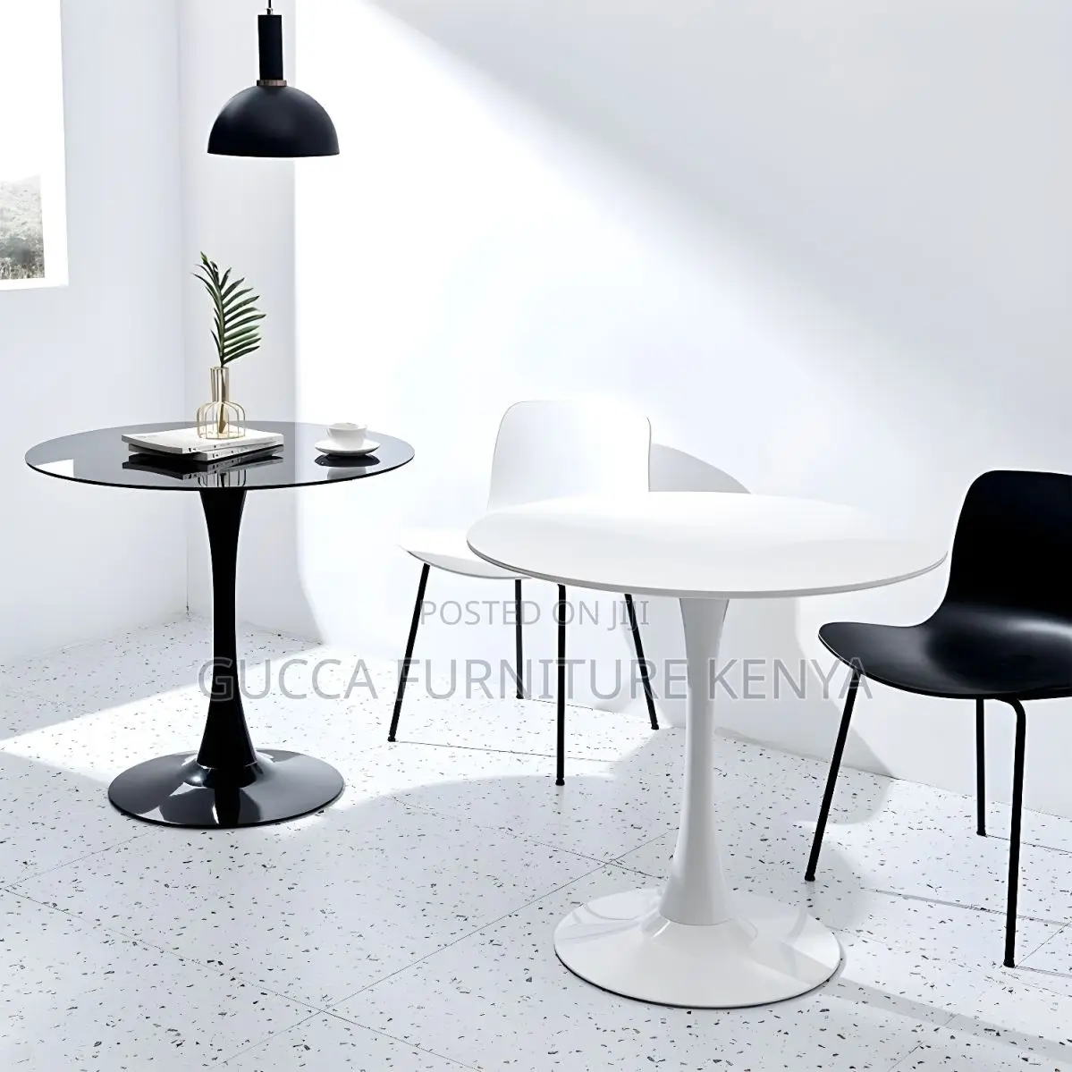 Dining Tables: Scandinavian Style Round Marble Top Table