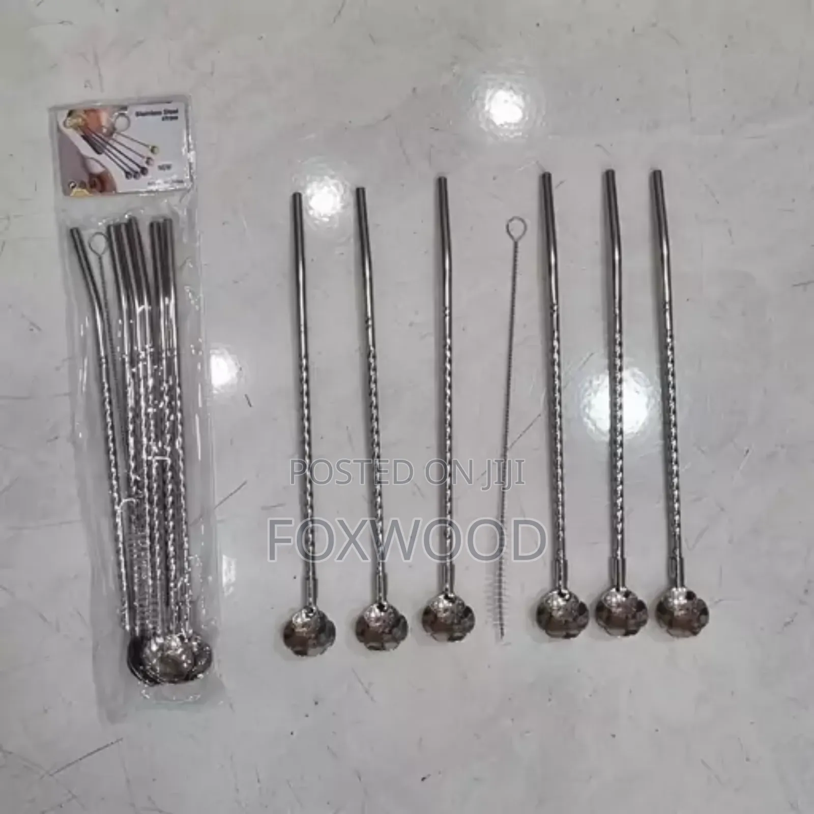 6 PCS Reusable Straw Spoons With Cleaning Brush