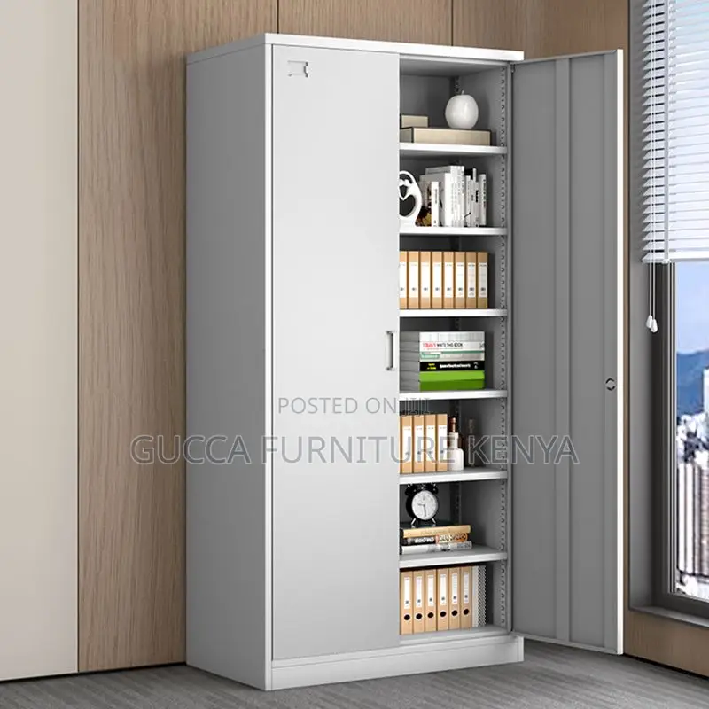 Office Cabinets:2-Steel Door Modern Gray Storage Cabinet