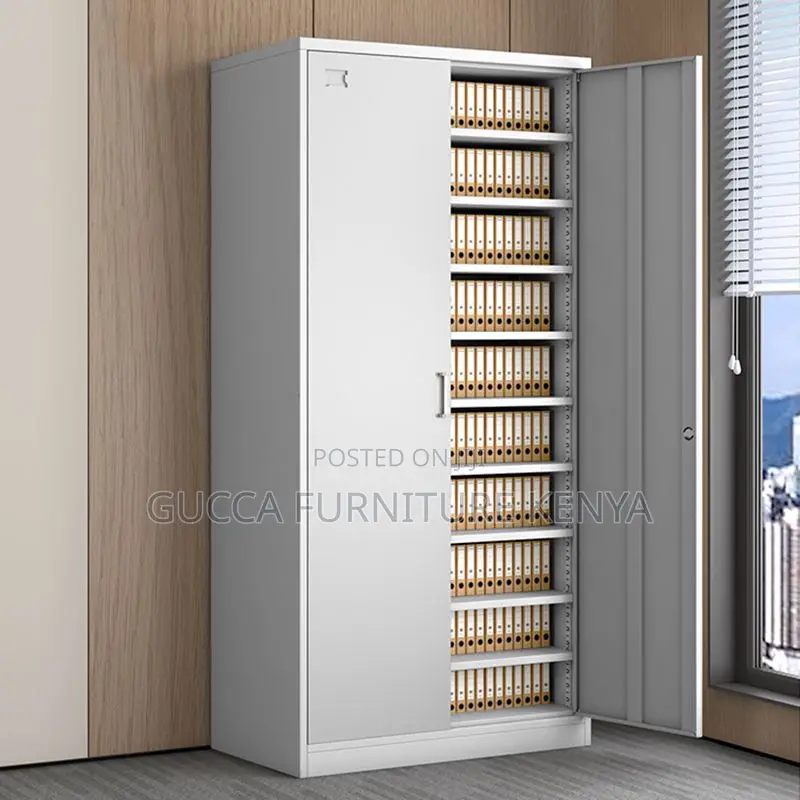 Office Cabinets:2-Steel Door Modern Gray Storage Cabinet
