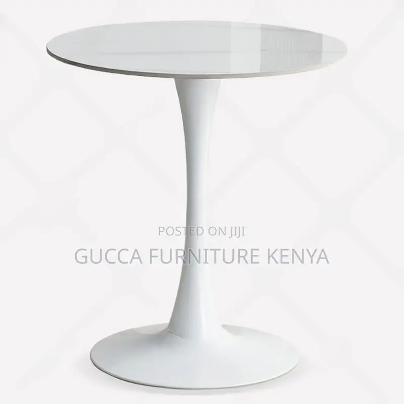 Dining Tables: Modern Circular White Marble Dining Table