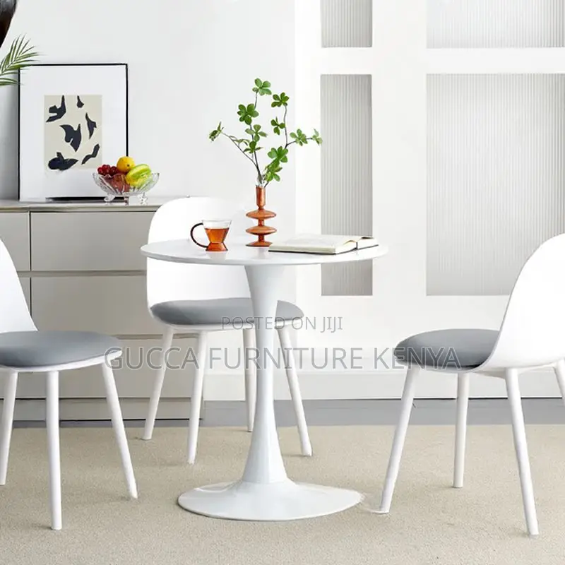 Dining Tables: Modern Circular White Marble Dining Table