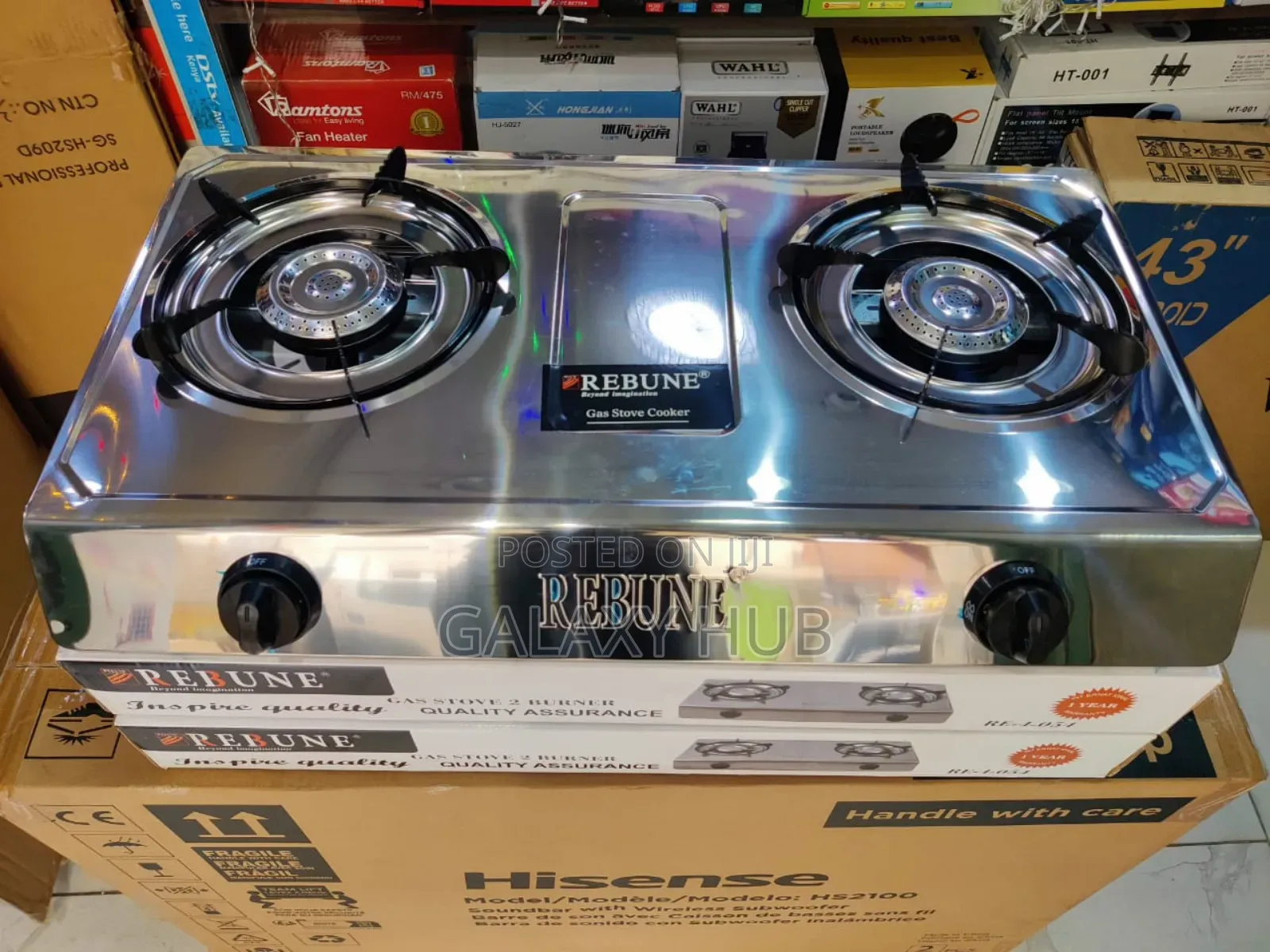 Rebune 2 Burner Stainless Gas Stove Cooker