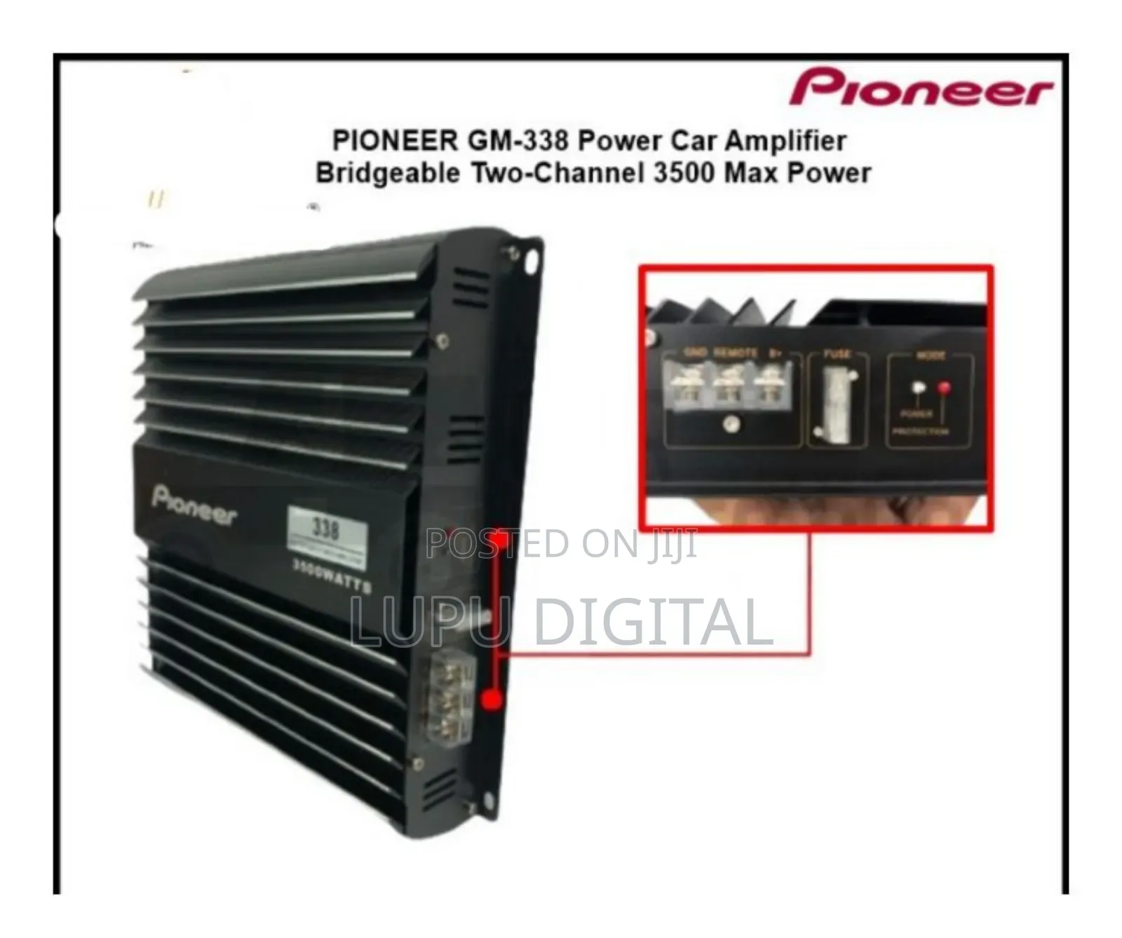 Pioneer GM-338 Power Car Amplifier Bridgeable Two-Channel