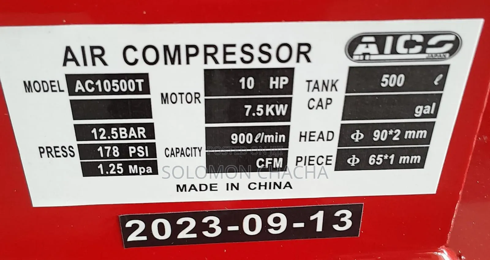 Aico Japan Three Piston 500 LITRES THREE PHASE 10HP Motor
