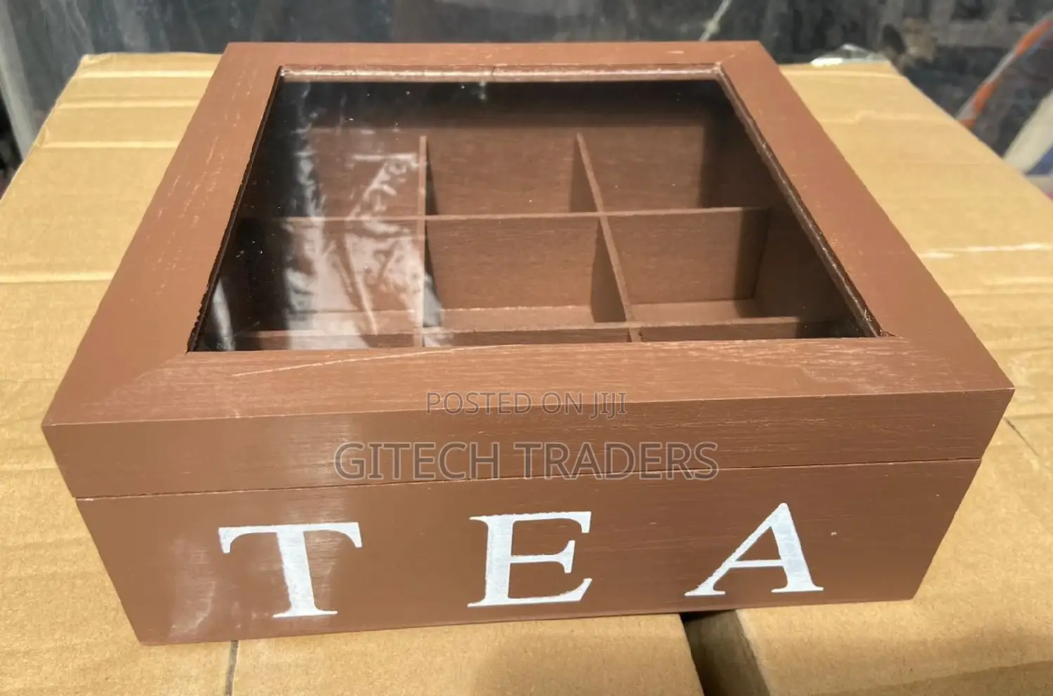 Wooden 9 Grids Tea Box Tea Bags Container Storage Box