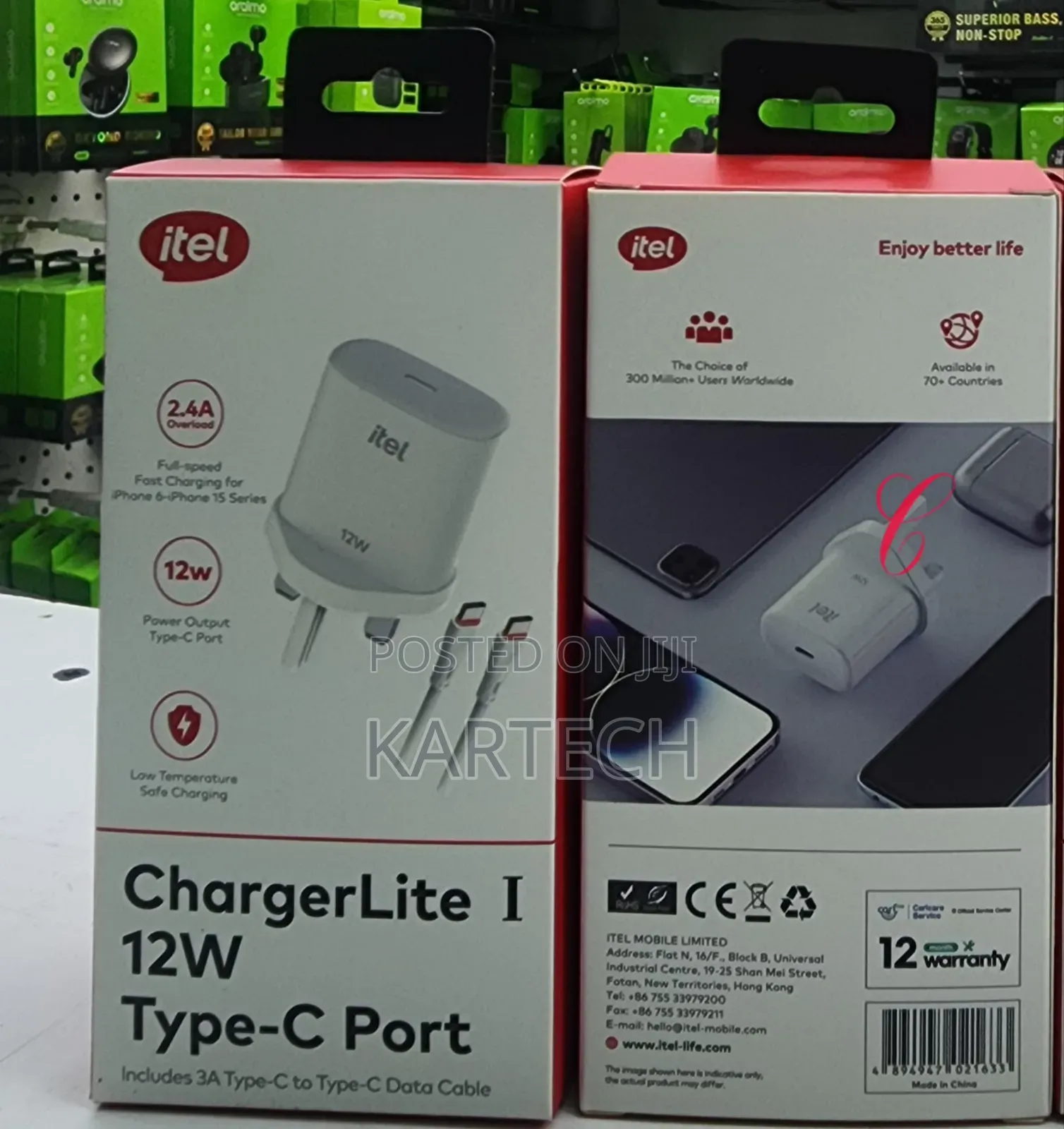 Itel 12W Type C Charger Lite 3A C to C