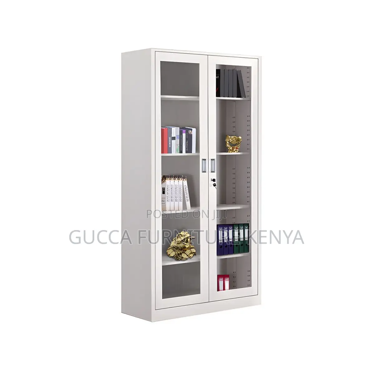 Cabinets:2-Wide Glass Door Gray Storage Office Cabinet