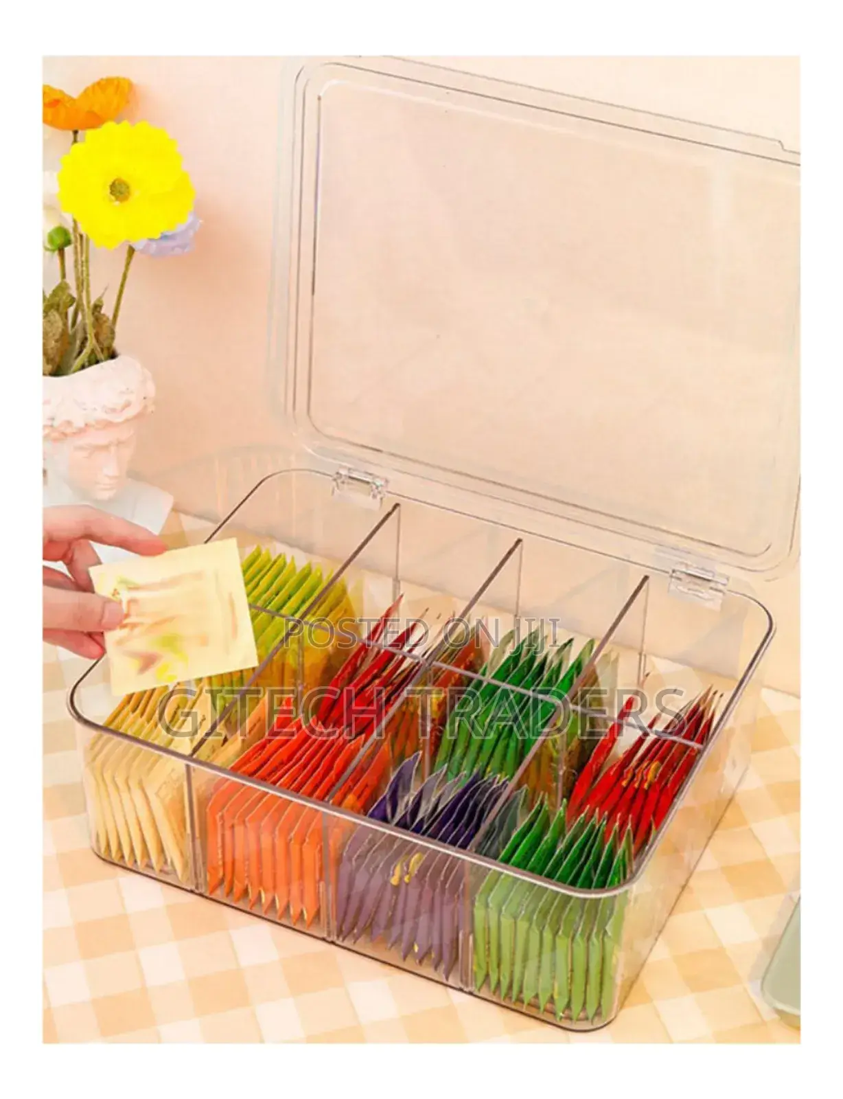 Acrylic Tea Bag Organizer With Lid, Stackable Coffee