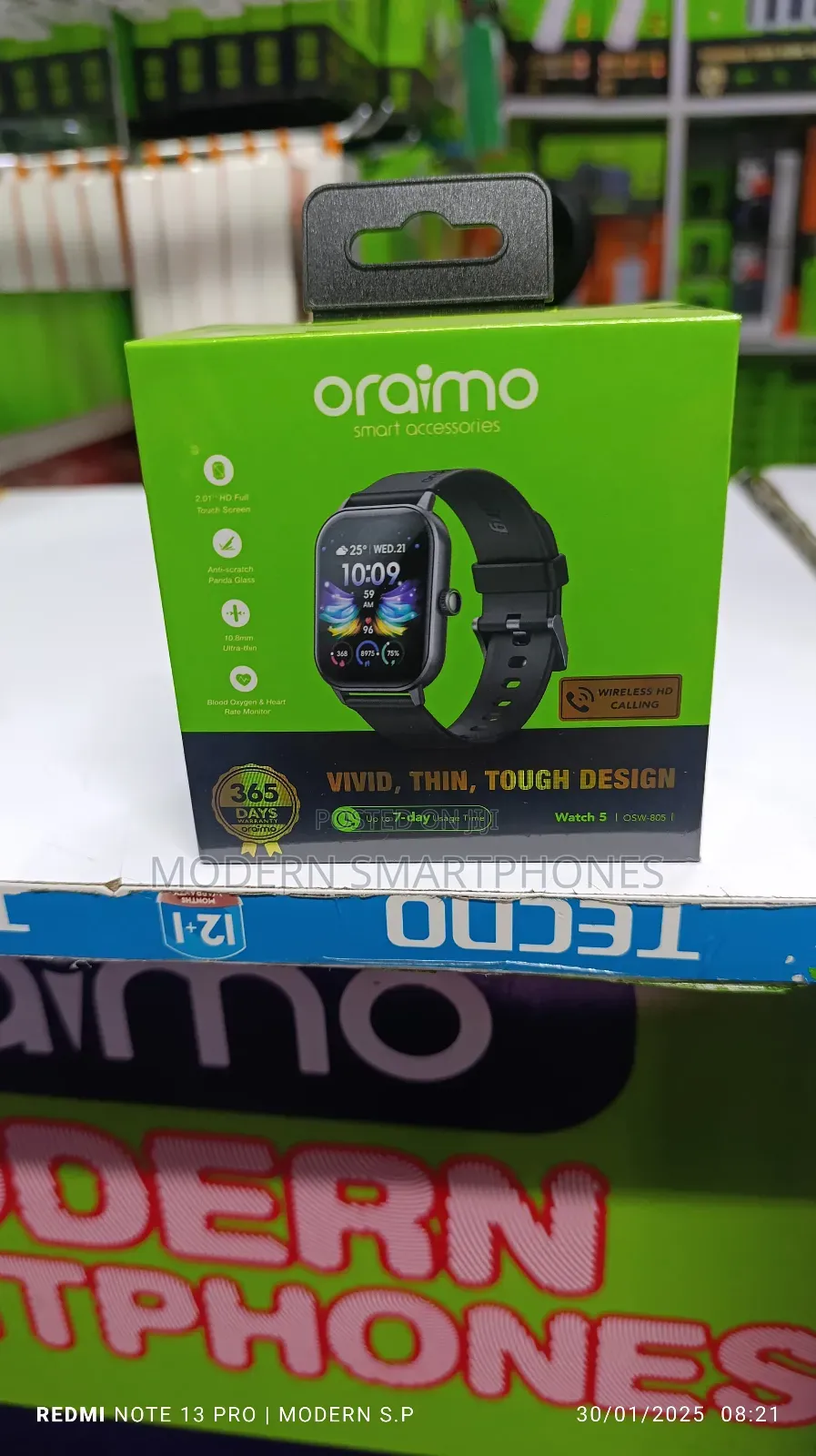 Oraimo Watch 5 2.01" Hd Panda Glass 1atm Smart Watch