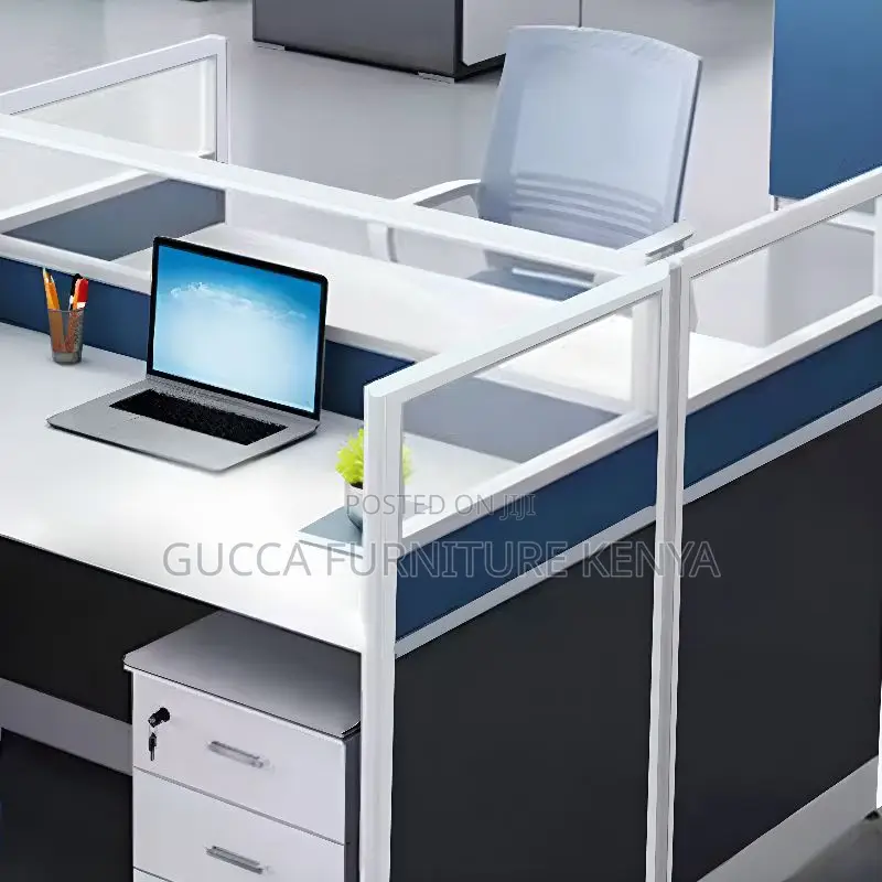 Workstations:Four Seater Modern Wooden Rectangle Workstation