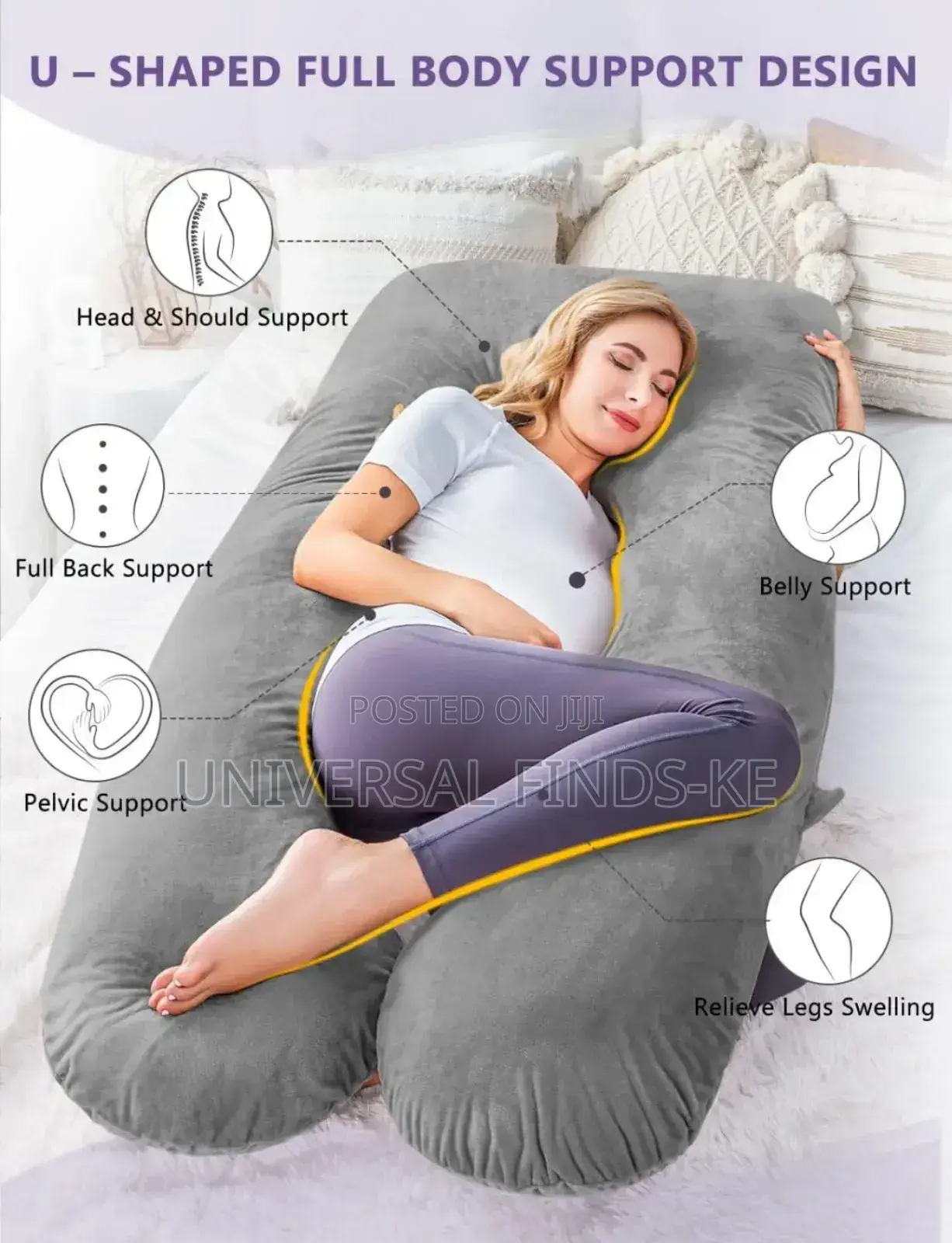 Soft Velvet U Shaped Imported Pregnancy Pillow Better Sleep