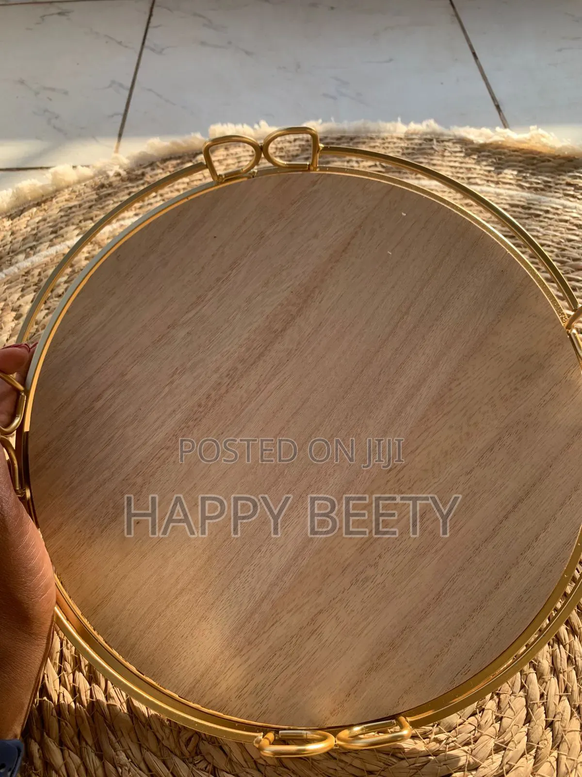 *Decorative Gold Metal and Wood Tray
