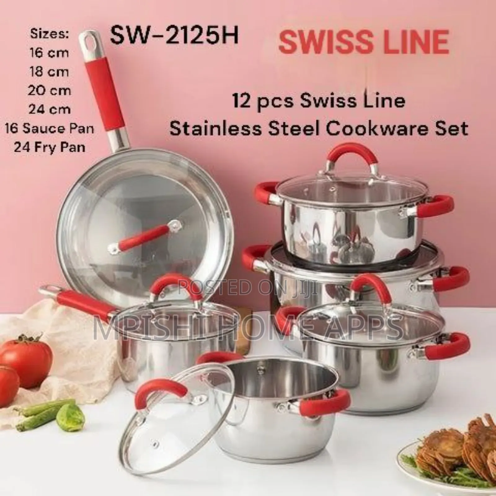 12 PCS Swiss Line Stainless Steel Cookware Set