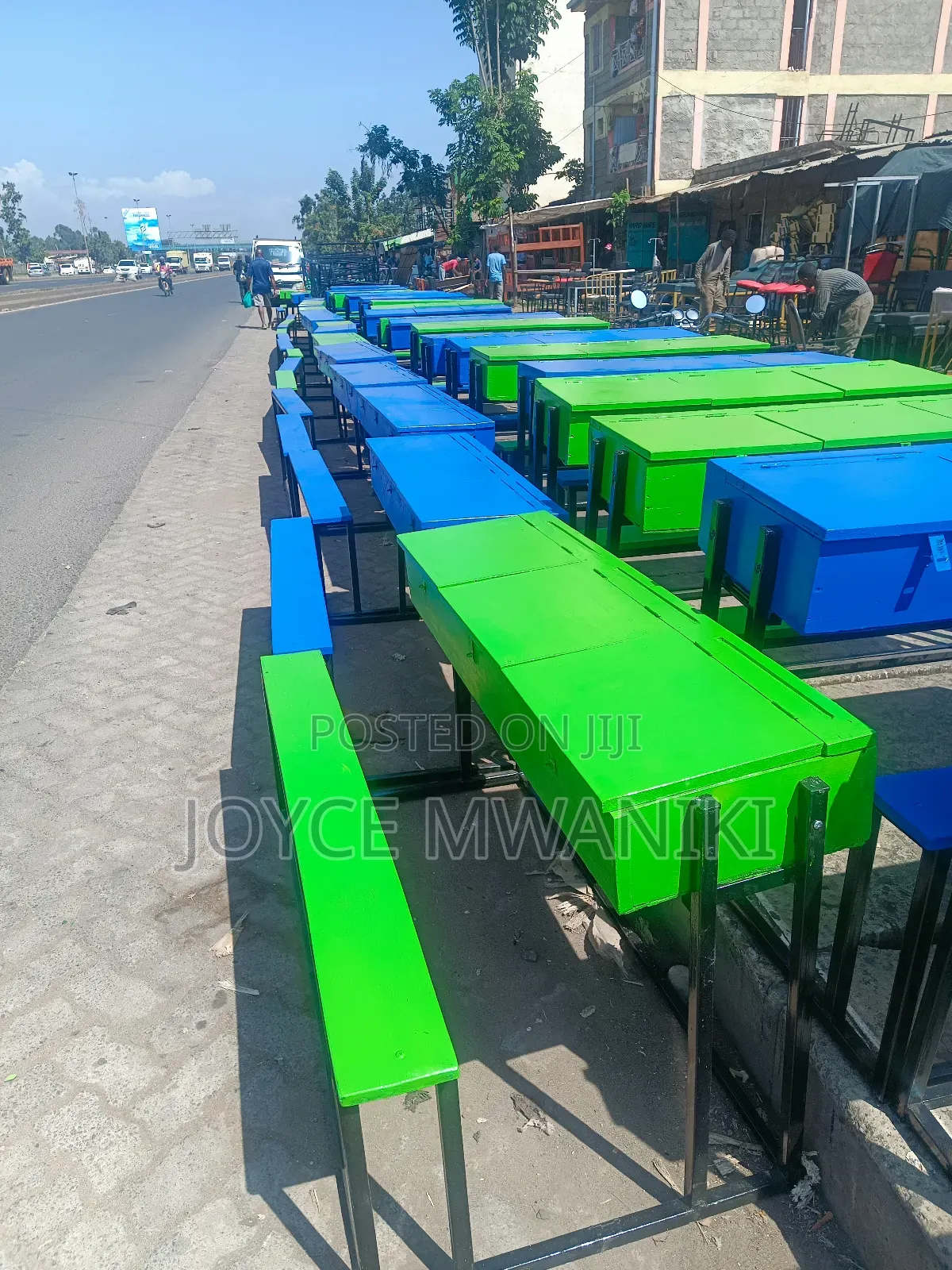 School Desks, 3 Seater, Different Colours 