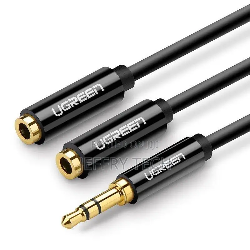 AUX Audio Splitter 3.5mm Jack Cable UGREEN AV123, 25cm (Blac