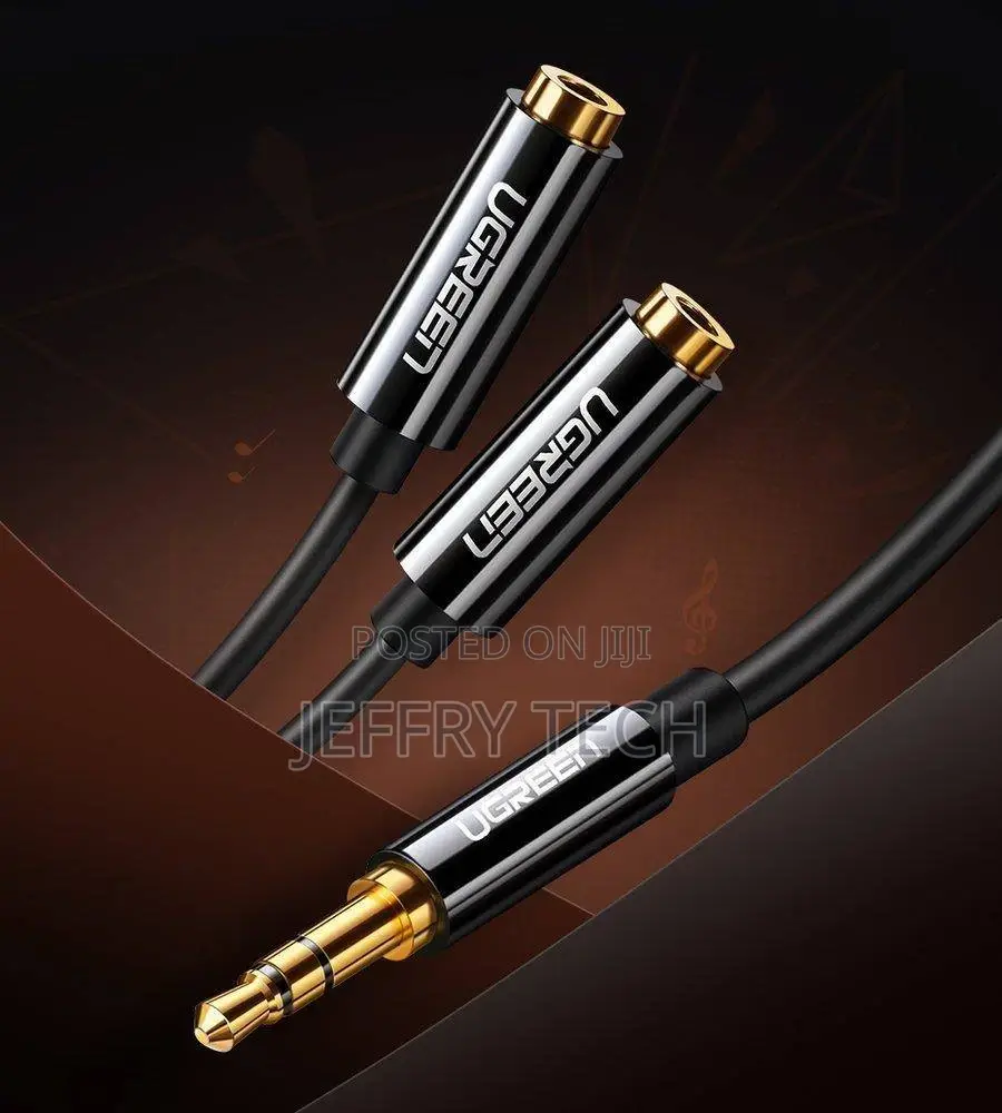 AUX Audio Splitter 3.5mm Jack Cable UGREEN AV123, 25cm (Blac