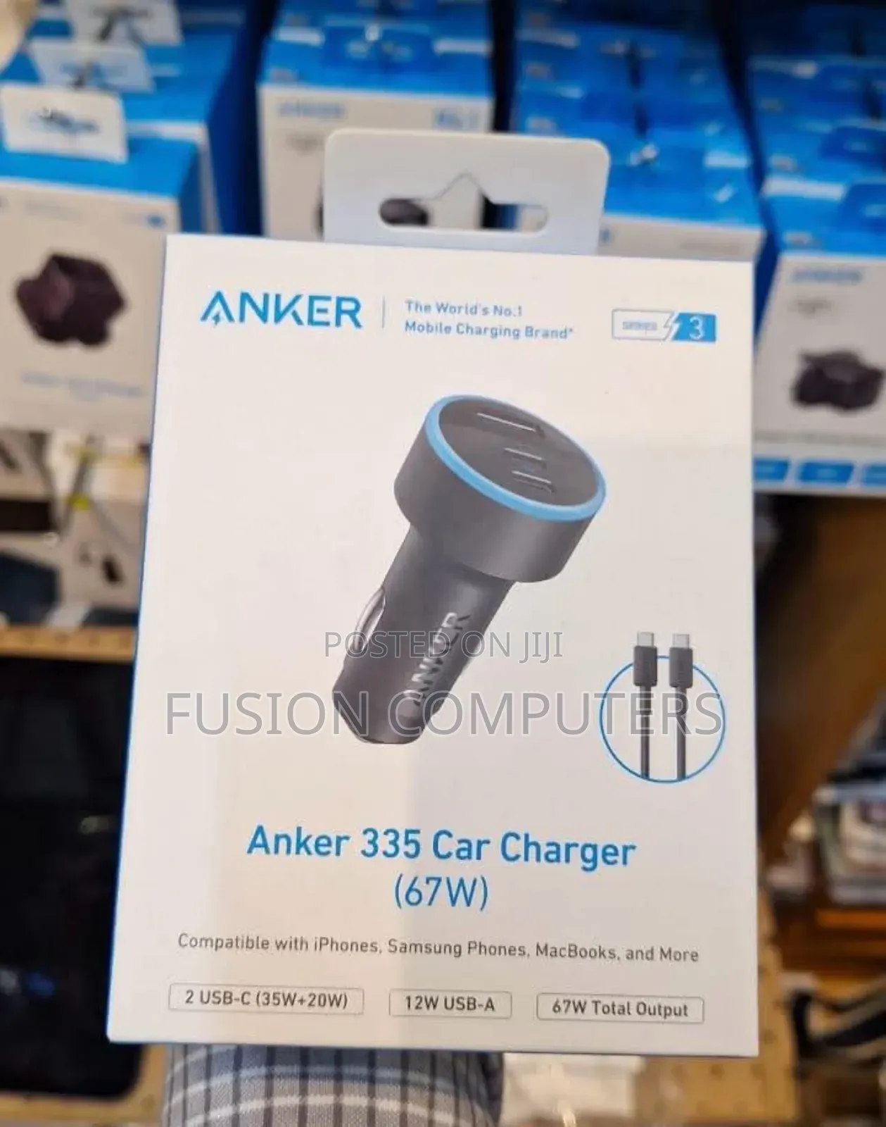 Anker 335 3-Port 67W USB-C Car Charger With USB-C Cable