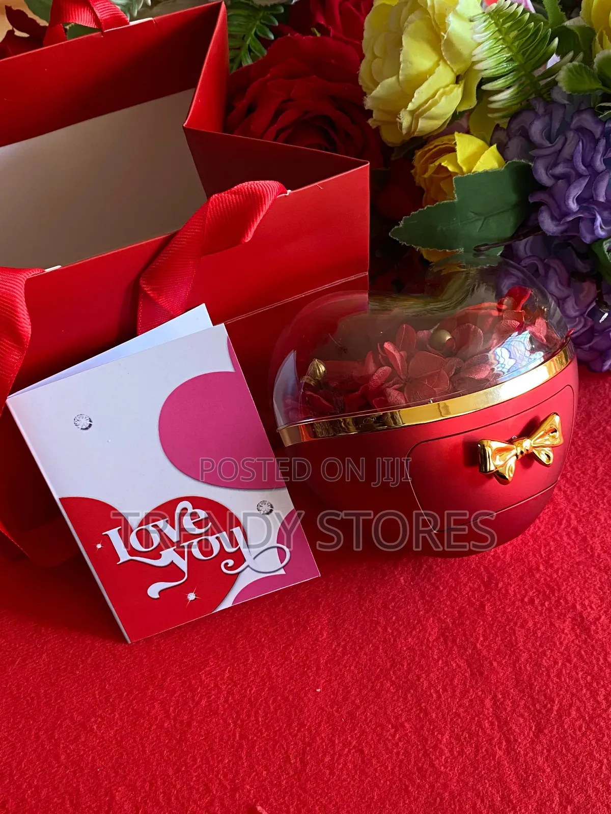 I Love You Heart Necklace With Red Roses
