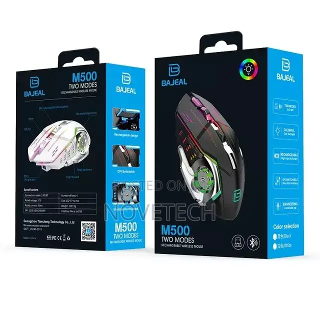 Gaming Mouse Wireless Rechargeable Silent Click2400dpi Black
