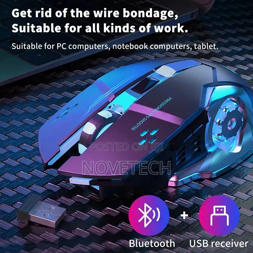 Wireless Gaming Mouse Rechargeable Bluetooth USB Mechanical
