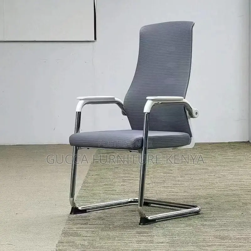 Office Chairs: Simple Fixed Chrome Mesh Guest Waiting Chair