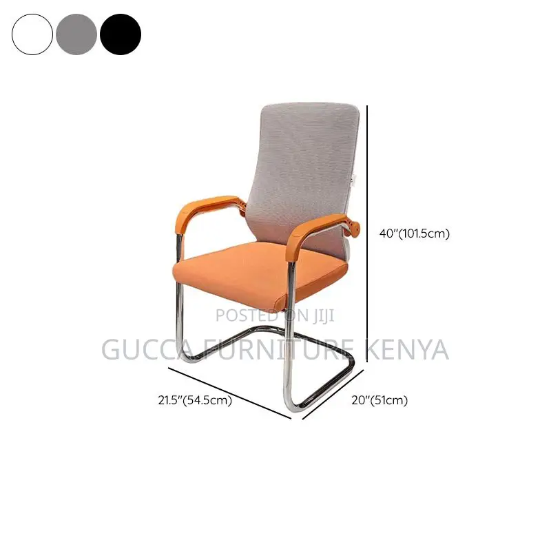 Office Chairs: Simple Fixed Chrome Mesh Guest Waiting Chair