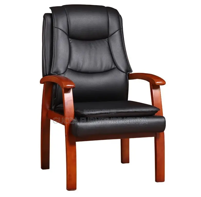 Office Chairs: Executive Mahogany Arms Leather Office Seat