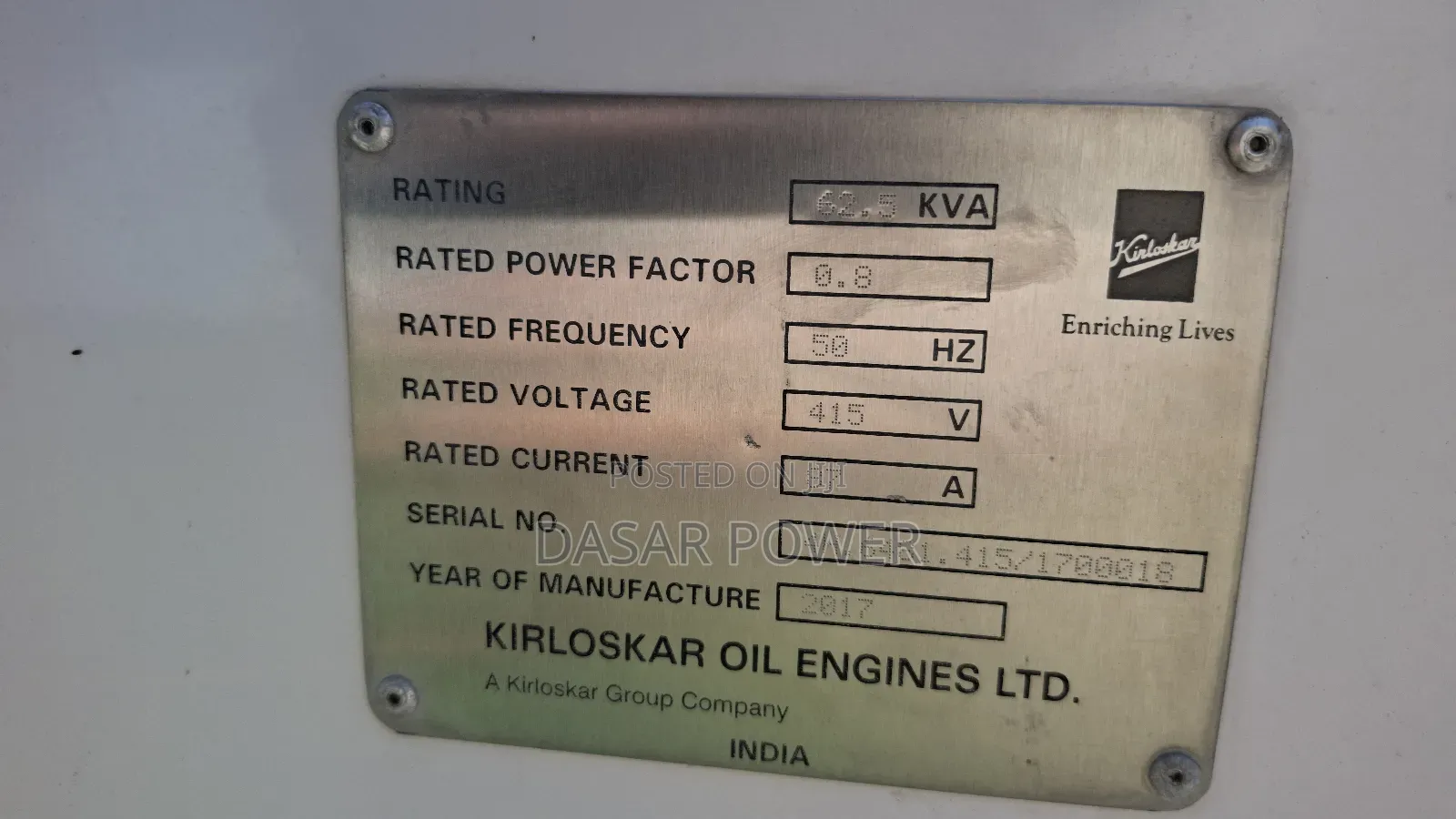 62.5kva Power Generator