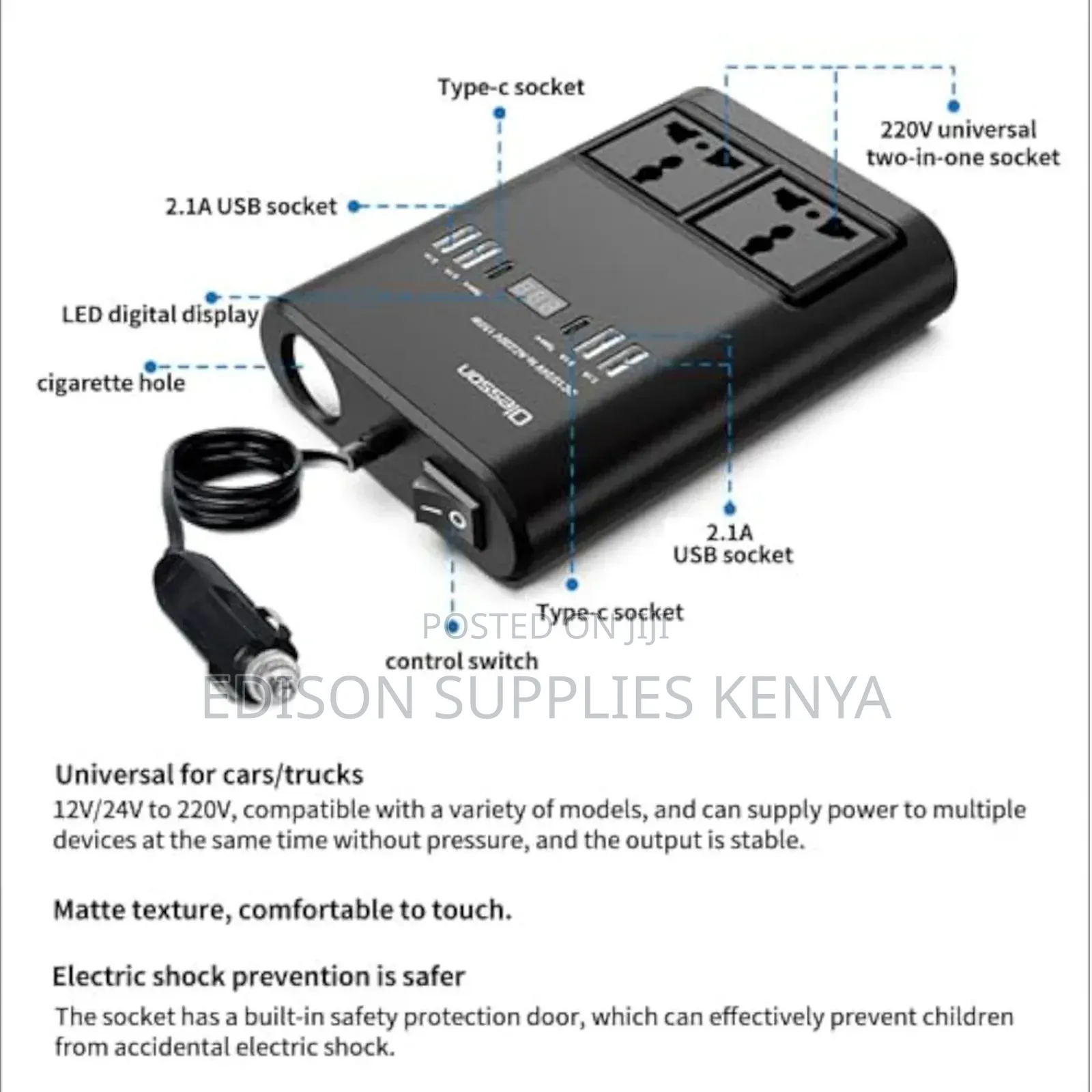 Olesson Car Power Inverter 150watts Cars Extension Cables