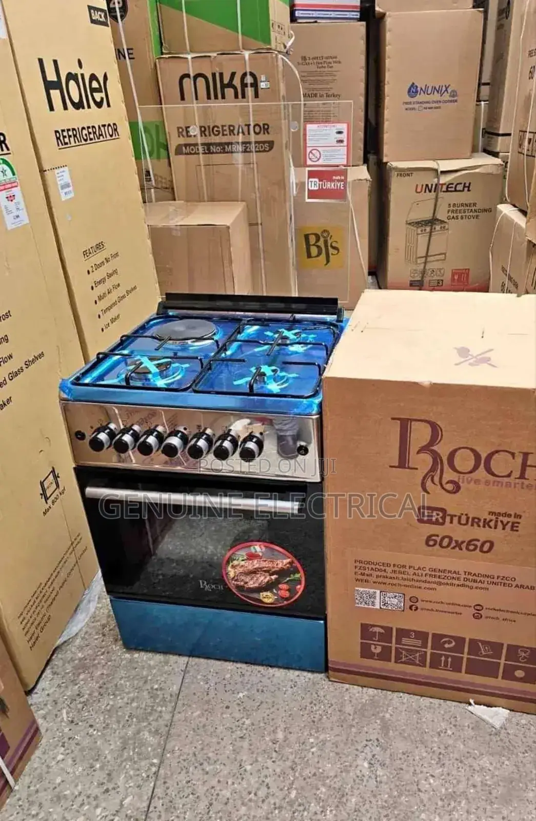 Roch 60*60 3 Gas + 1 Hotplate Standing Cooker Electric Oven