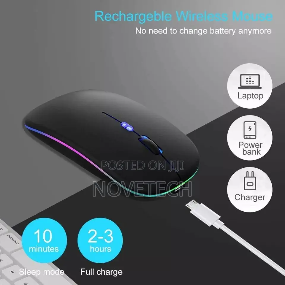 Wireless Bluetooth Dual Mode Mouse Rechargeable RGB Laptop