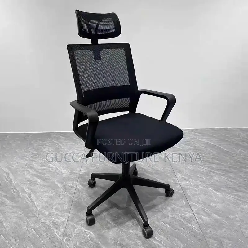 Office Chairs: Contemporary Black Upholstery Headrest Chair