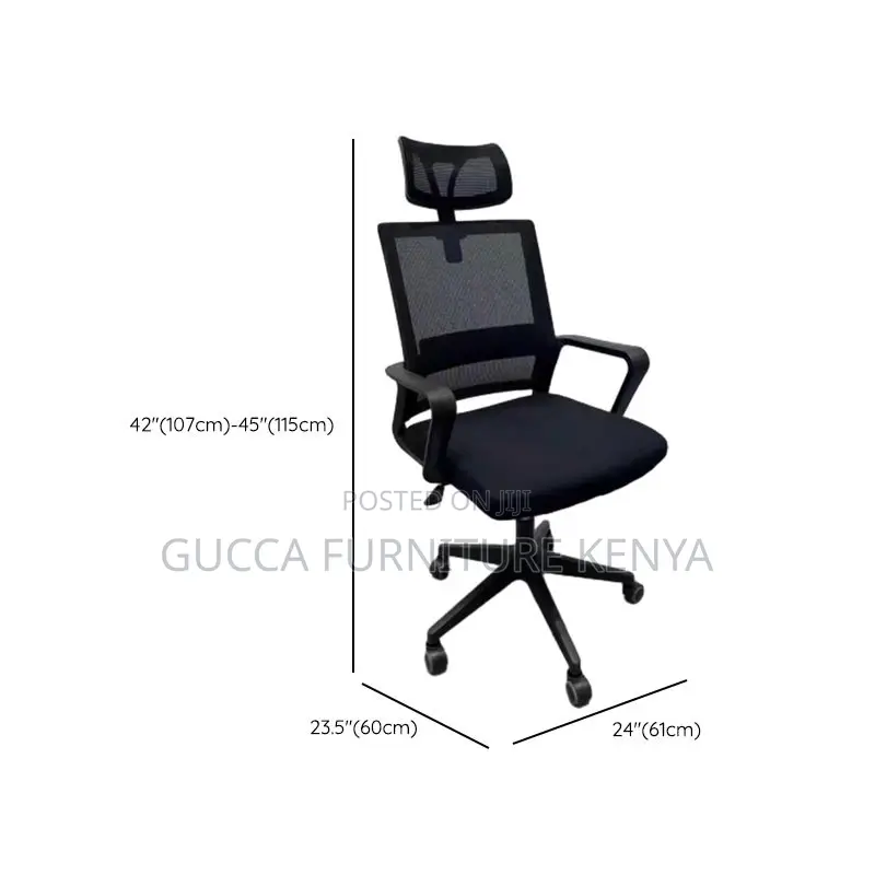 Office Chairs: Contemporary Black Upholstery Headrest Chair